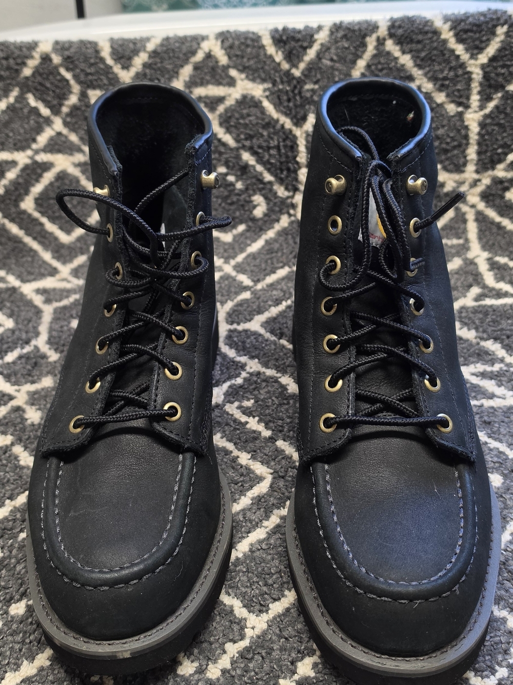 Carrhartt Women's Black Wedge Lace-Up Moc Toe Boots